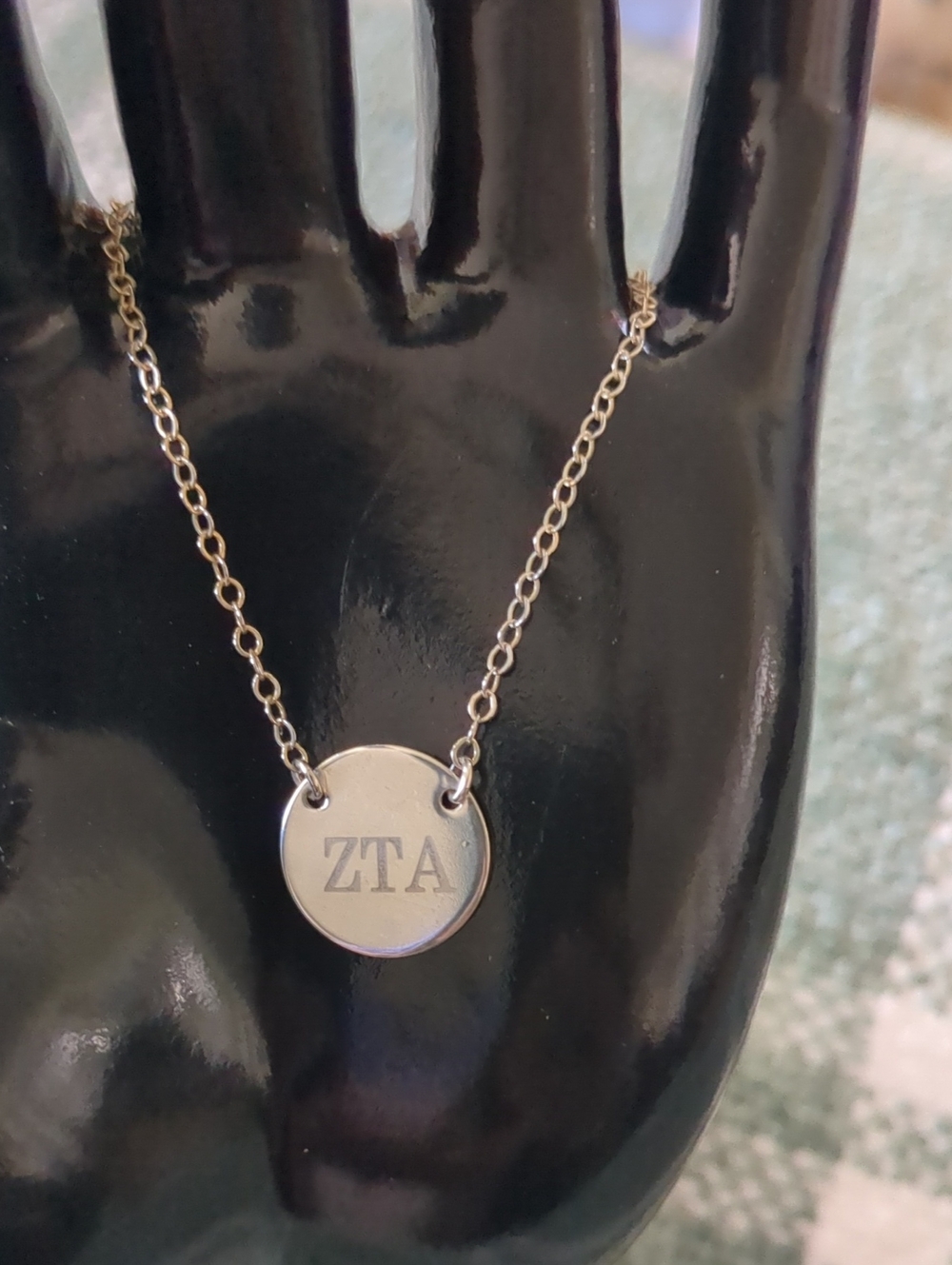 ZTA Engraved Round Pendant Necklace - 926 Silver